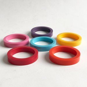 Vintage Multicolor Circular Napkin Rings Set of 6